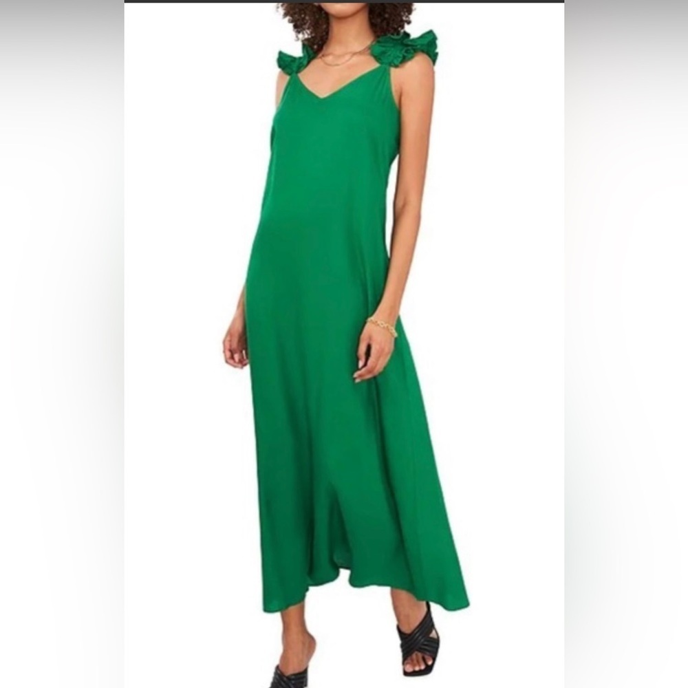 Vince Camuto Sleeveless Ruffled Strap Maxi Dress,Medium,Easter Summer Party Chic
